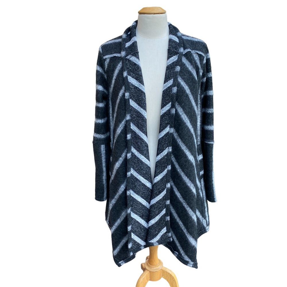 Knox Rose Brushed Fleece Cardigan Statement Lace Up Sleeve Grunge Equestrian-M